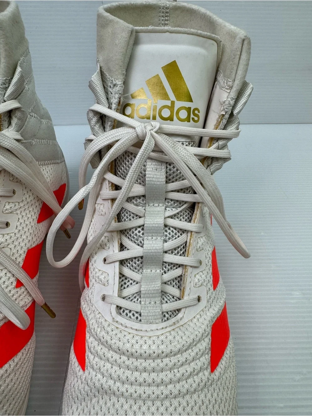 Adidas Speedex 18 Boxing Shoes Men's Sz 7.5 Off-White Solar Red FU8173 Athletic